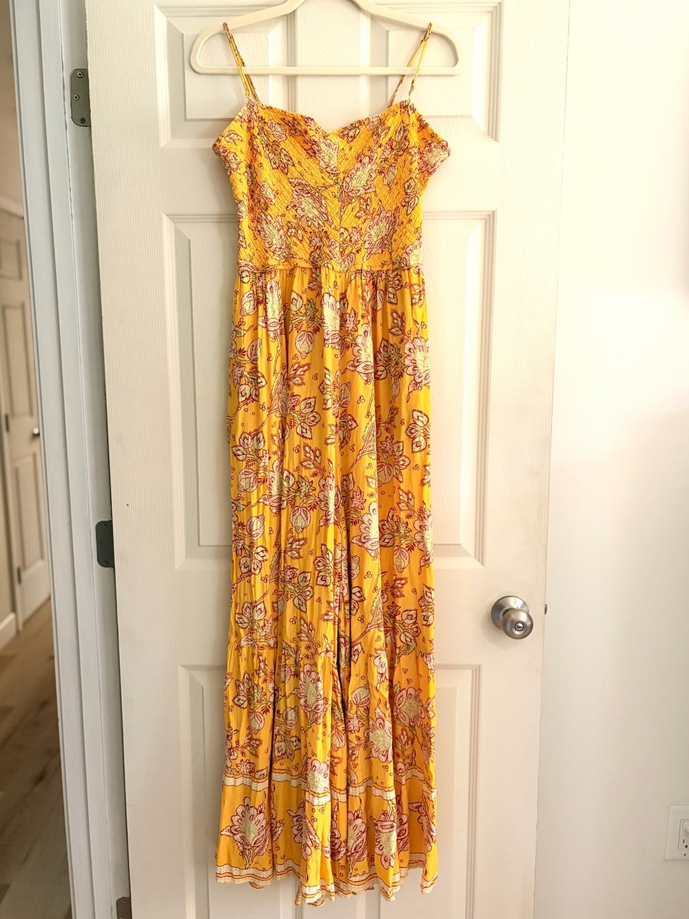 Free People Little of Your Love Jumpsuit Marigold Boho Floral Paisley Size XL